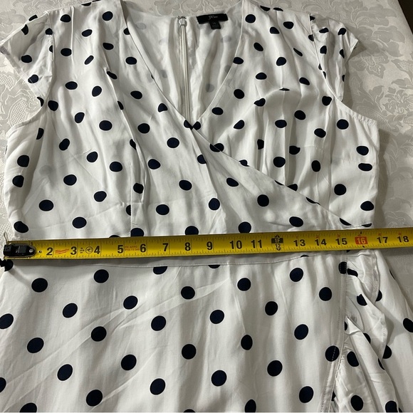 J.CREW Women's Size 14 Dress White W Black Polka Dot V Neck Sleeveless Layered - Picture 5 of 7